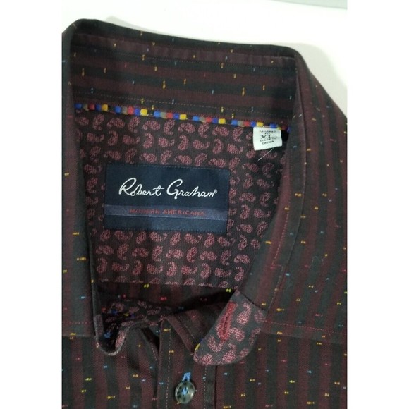 Robert Graham Button Up Long Sleeve Shirt Red Knowledge Wisdom Faith Men Sz XL - Picture 5 of 9